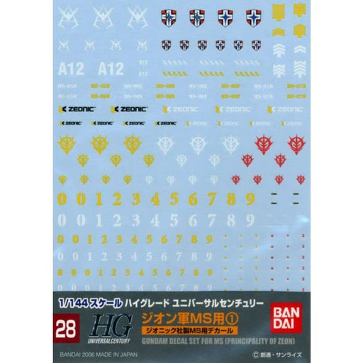 BANDAI Gundam Decal No.28 For Hguc 1/144 Ms Principality Of Zeon 1- Japan Figure Store - #1 Bring To You The Best Japanese Goods