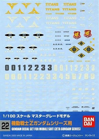 BANDAI Gundam Decal No.22 For Mg 1/100 Zeta Gundam Series- Japan Figure Store - #1 Bring To You The Best Japanese Goods