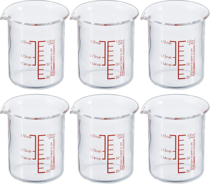 Hario Japan Heat-Resistant Glass Measuring Cup 100Ml MJC-10-R-BK 6pcs- Japan Figure Store - #1 Bring To You The Best Japanese Goods