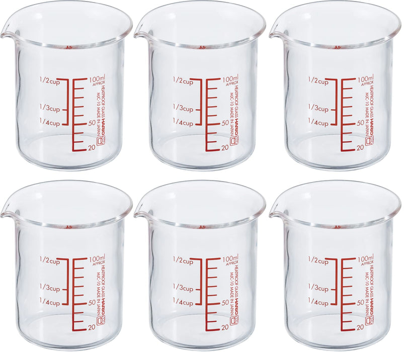 Hario Japan Heat-Resistant Glass Measuring Cup 100Ml MJC-10-R-BK 6pcs- Japan Figure Store - #1 Bring To You The Best Japanese Goods