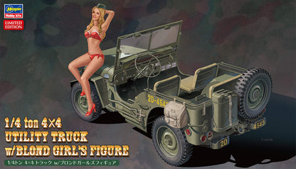 HASEGAWA 22497 1/4-Ton 4X4 Truck W/Blonde Girl Figure 1/24 Scale Kit- Japan Figure Store - #1 Bring To You The Best Japanese Goods