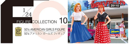 Hasegawa Figure Collection Series: Set of 2 50s American Girls 1/24 Plastic Model- Japan Figure Store - #1 Bring To You The Best Japanese Goods
