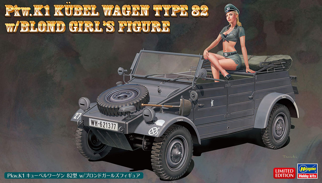 HASEGAWA 22534 Pkw.K1 Kubelwagen Type 82 W/Blonde Girl Figure 1/24 Scale Kit- Japan Figure Store - #1 Bring To You The Best Japanese Goods