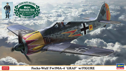 HASEGAWA 07492 Focke Wulf Fw190A-4 `Graf' W/Figure 1/48 Scale Kit- Japan Figure Store - #1 Bring To You The Best Japanese Goods