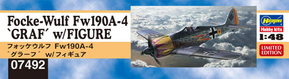 HASEGAWA 07492 Focke Wulf Fw190A-4 `Graf' W/Figure 1/48 Scale Kit- Japan Figure Store - #1 Bring To You The Best Japanese Goods
