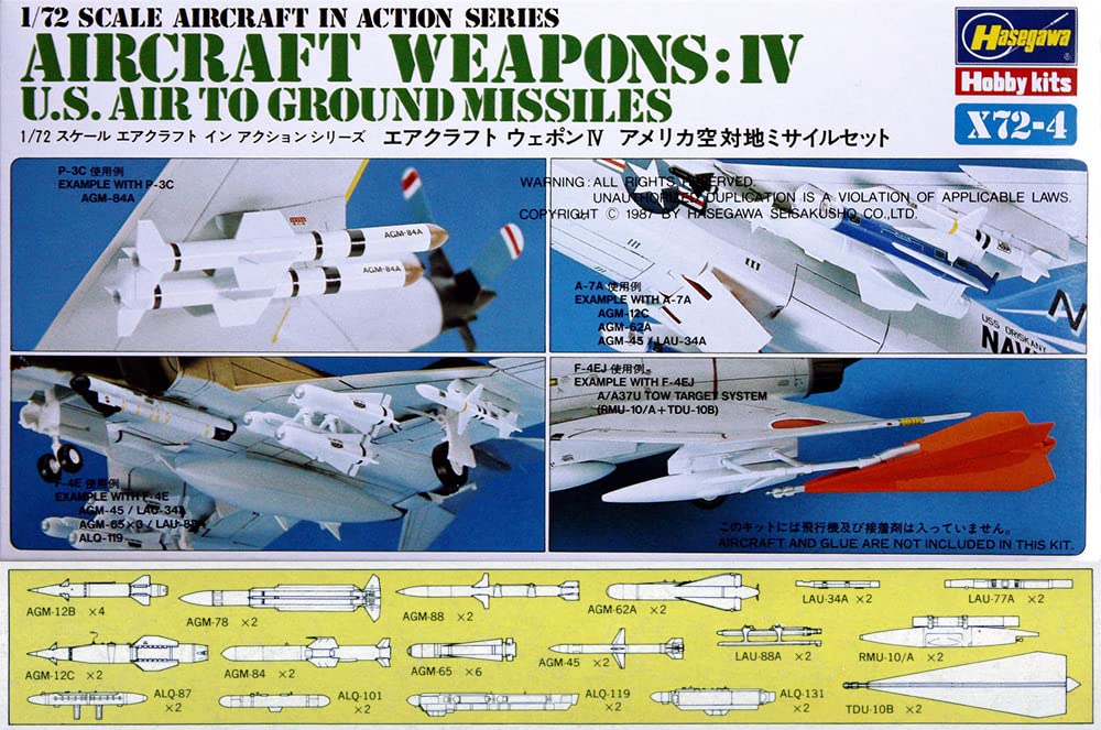 HASEGAWA 1/72 Aircraft Weapons Iv U.S. Air To Ground Missiles Plastic Model- Japan Figure Store - #1 Bring To You The Best Japanese Goods