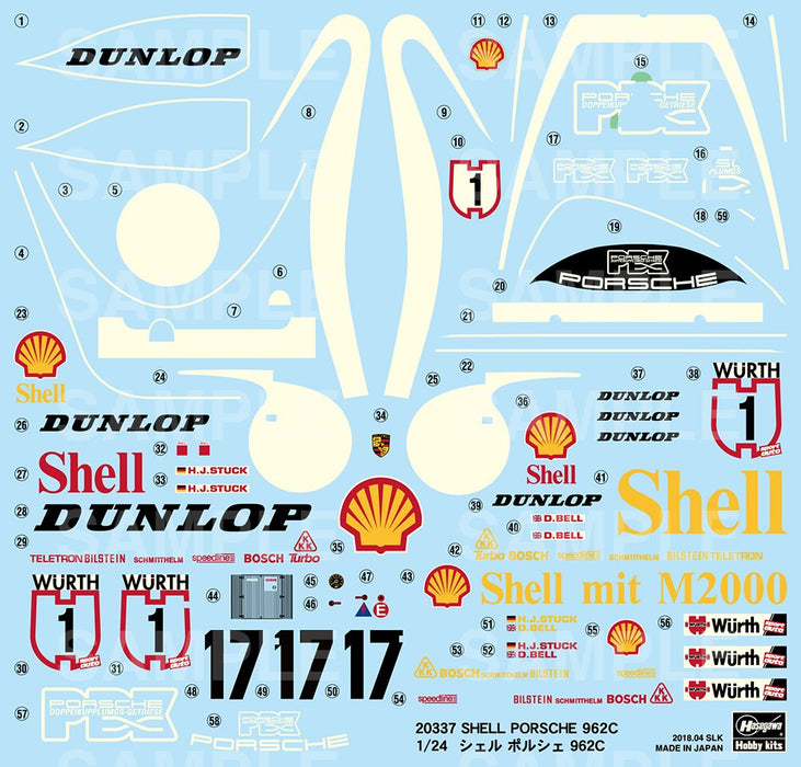 HASEGAWA 20337 Shell Porsche 962C 1/24 Scale Kit- Japan Figure Store - #1 Bring To You The Best Japanese Goods