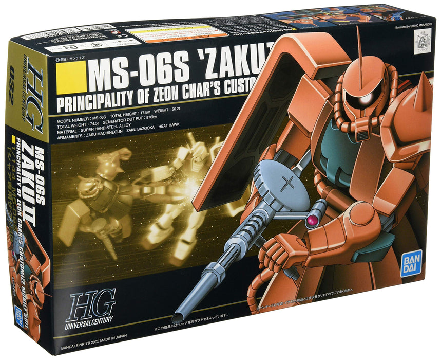 BANDAI Hguc 032 Gundam Ms-06S Zaku Ii 1/144 Scale Kit- Japan Figure Store - #1 Bring To You The Best Japanese Goods