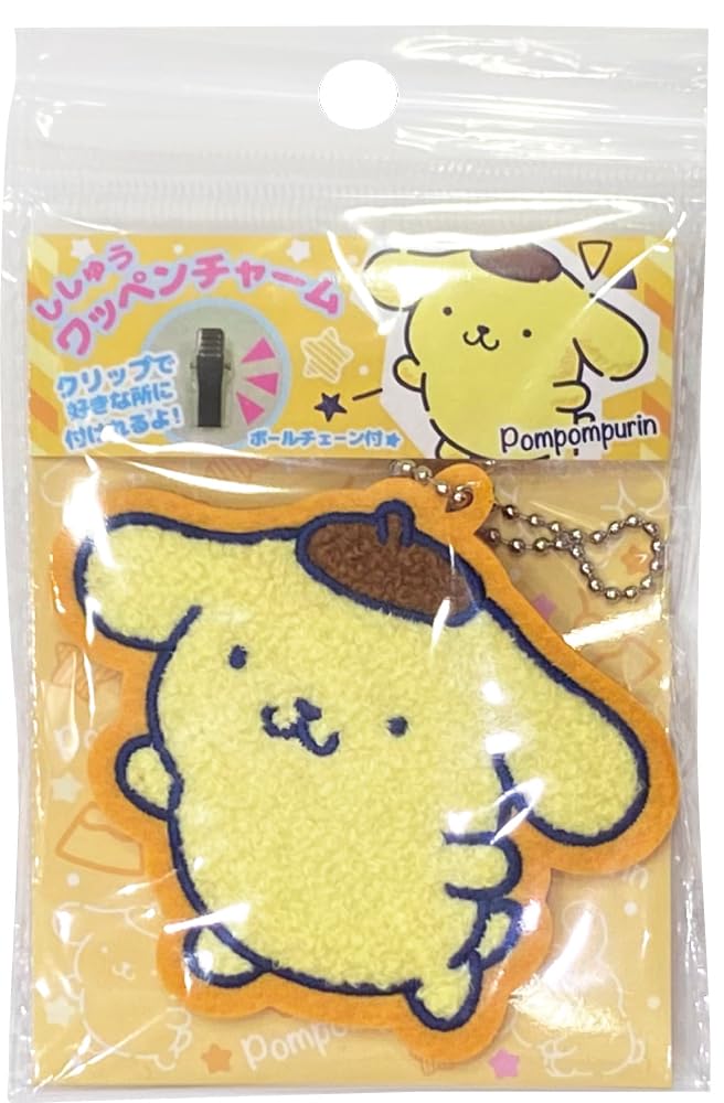 J&S Planning Charm Sanrio Fluffy Embroidered Patch Bag Charm Pompompurin Yellow Japan 8.5X8X1Cm Wcm003- Japan Figure Store - #1 Bring To You The Best Japanese Goods