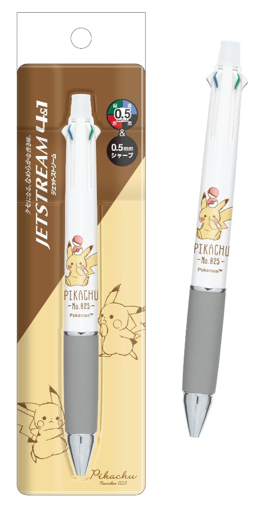 Kamio Japan Pokemon Pikachu Jetstream 4-In-1 Multifunction Pen 0.5 White 302618- Japan Figure Store - #1 Bring To You The Best Japanese Goods