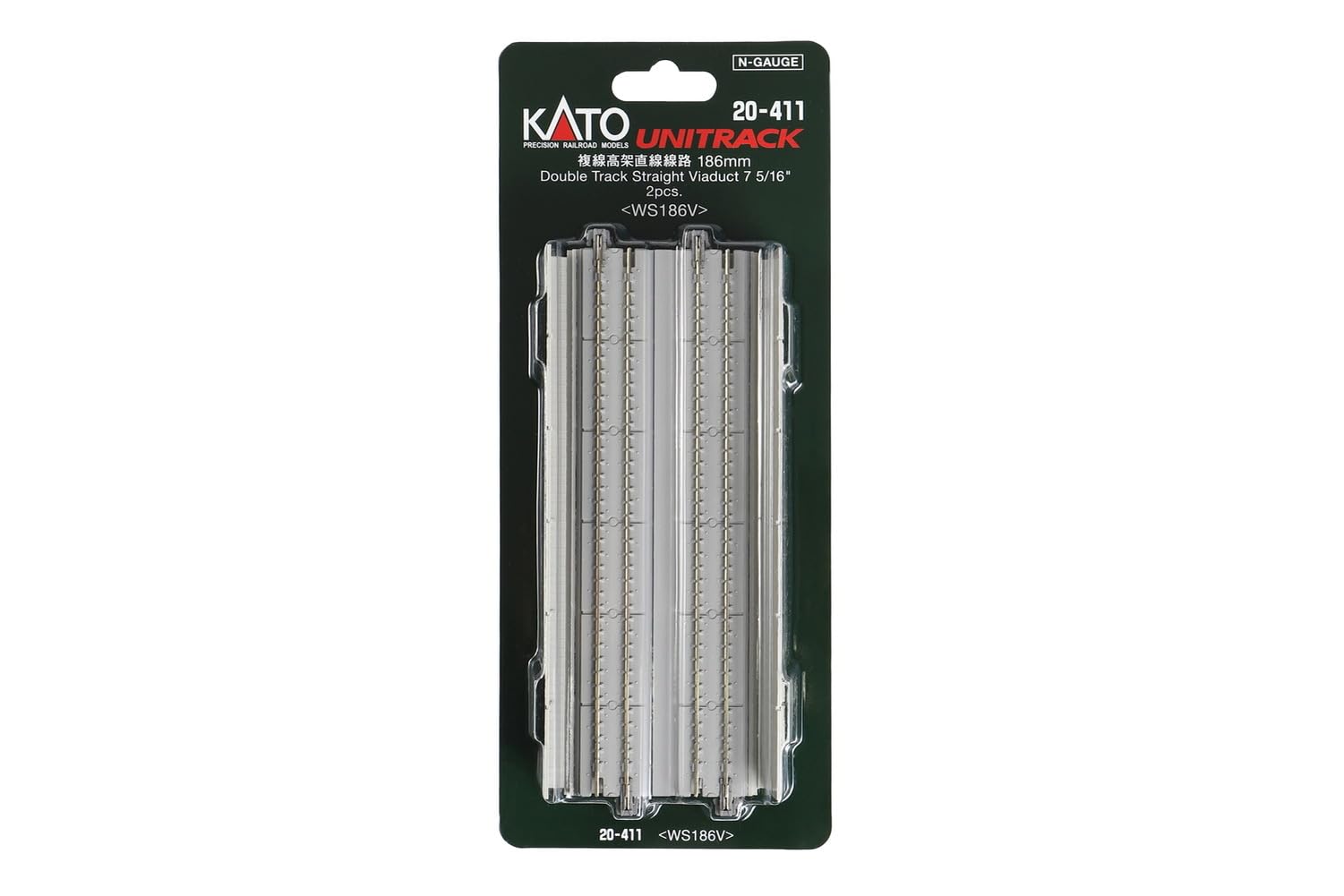 Kato Double Track Elevated Straight Line Rail Model N Gauge 186mm - 2 Piece Set- Japan Figure Store - #1 Bring To You The Best Japanese Goods