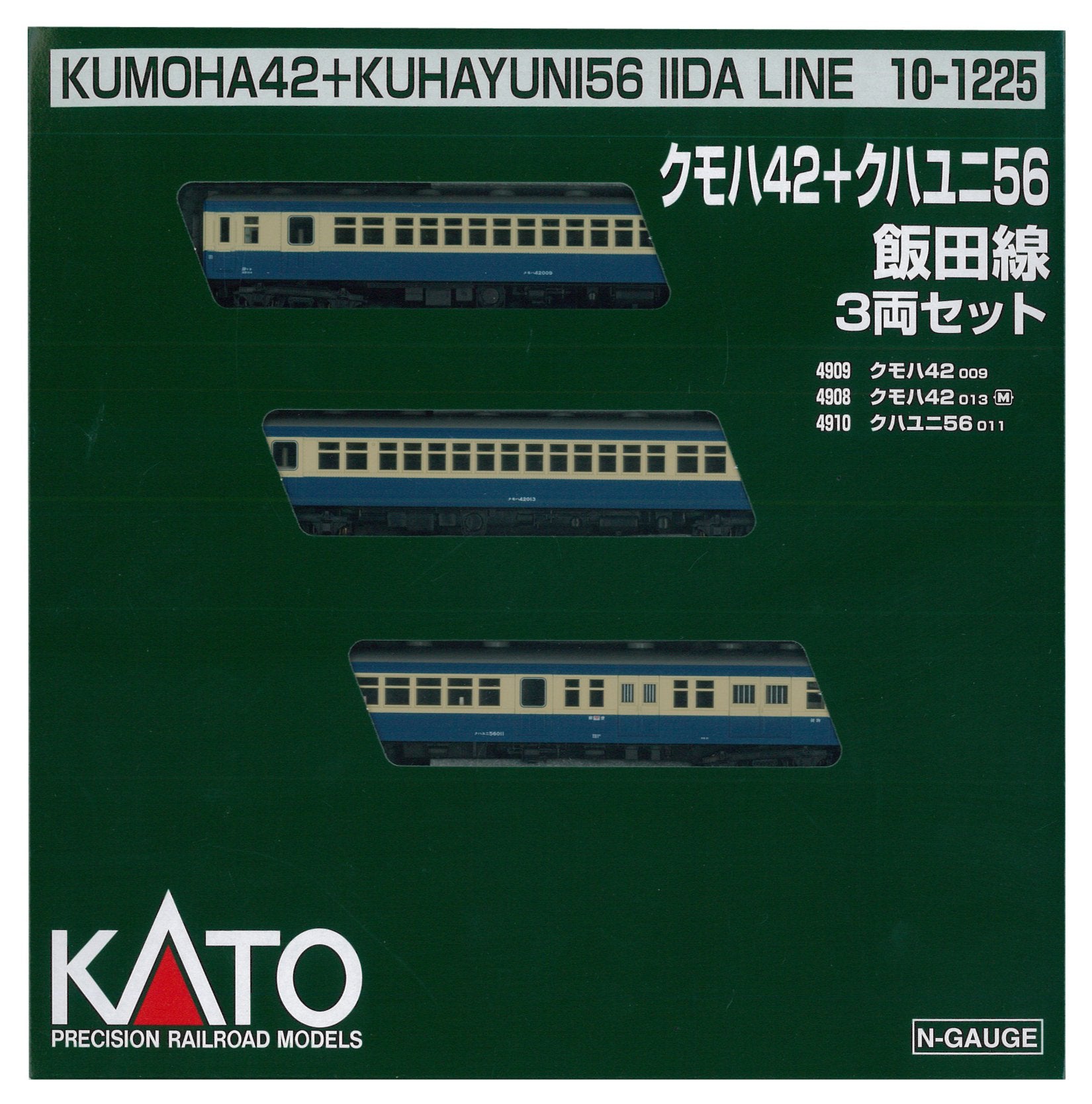 Kato Railway Model Train 3-Car Set - N Gauge Kumoha 42 M/T + Kuhayuni 56 Iida Line 10-1225- Japan Figure Store - #1 Bring To You The Best Japanese Goods
