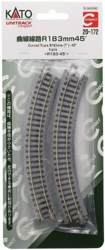 Kato N Scale Unitrack Compact Curve Line R183-45 Degrees 4 Pieces 20-172 Model- Japan Figure Store - #1 Bring To You The Best Japanese Goods