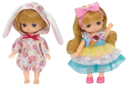 TAKARA TOMY Licca Doll Miki-Chan & Maki-Chan Dress Set Bunny Pajamas And Ice Cream Dress- Japan Figure Store - #1 Bring To You The Best Japanese Goods