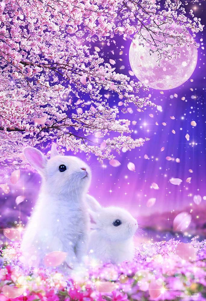 BEVERLY Jigsaw Puzzle Bunnies Under A Cherry Blossom Tree At Night 1000 S-Pieces- Japan Figure Store - #1 Bring To You The Best Japanese Goods