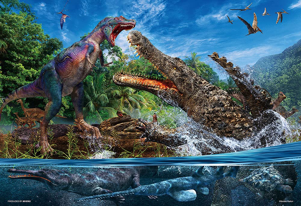 Beverly L74-190 Jigsaw Puzzle Deinosuchus Vs. Albertosaurus (150 L-Pieces) Large Piece Puzzle- Japan Figure Store - #1 Bring To You The Best Japanese Goods
