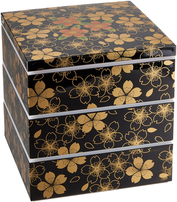 Maeju Japan Lacquerware Jubako 3-Tier Hana No Mai 21.5Cm Square 4-5 People 7R-773- Japan Figure Store - #1 Bring To You The Best Japanese Goods