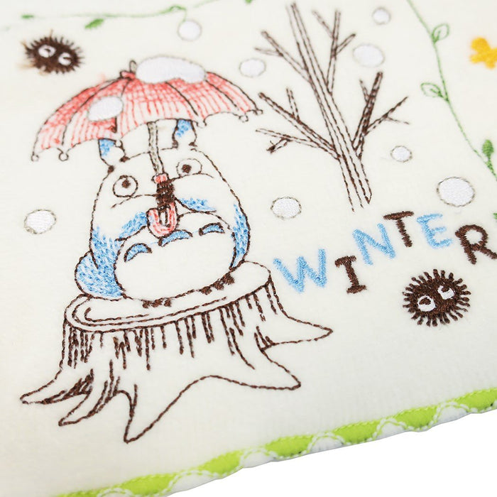 MARUSHIN Studio Ghibli My Neighbor Totoro Full Embroidery Mini Towel 'Four Seasons Of Nature'- Japan Figure Store - #1 Bring To You The Best Japanese Goods