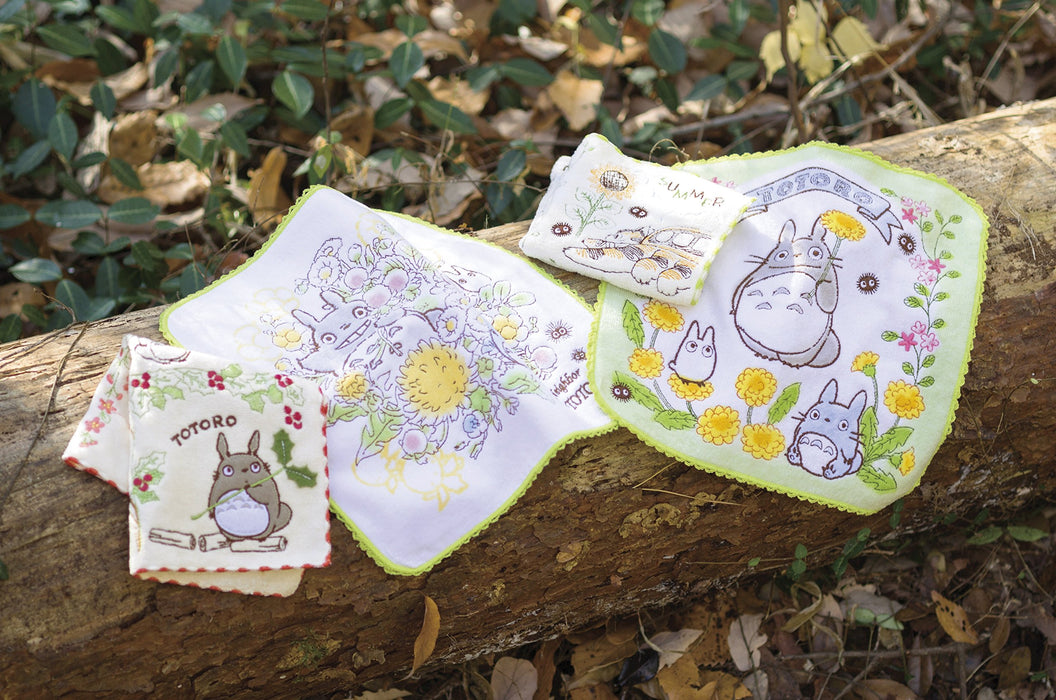 MARUSHIN My Neighbor Totoro Full Embroidery Mini Towel Spring Bouquet- Japan Figure Store - #1 Bring To You The Best Japanese Goods