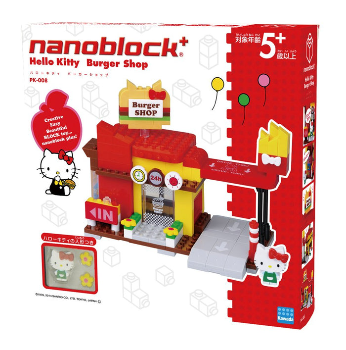KAWADA Pk-008 Nanoblock Plus Sanrio Hello Kitty Burger Shop- Japan Figure Store - #1 Bring To You The Best Japanese Goods