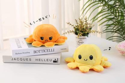 Slinx Octopus Plush Toy Angry Face And Laughing Face (Orange x Yellow) 20cm Japan Reversible Gift- Japan Figure Store - #1 Bring To You The Best Japanese Goods