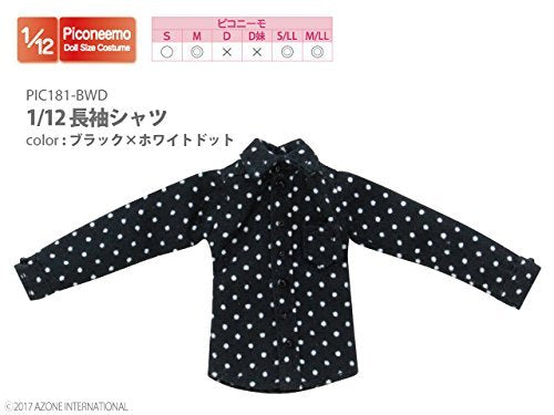 AZONE Pic181-Bwd 1/12 Long Sleeve Shirt Black X White Dot- Japan Figure Store - #1 Bring To You The Best Japanese Goods