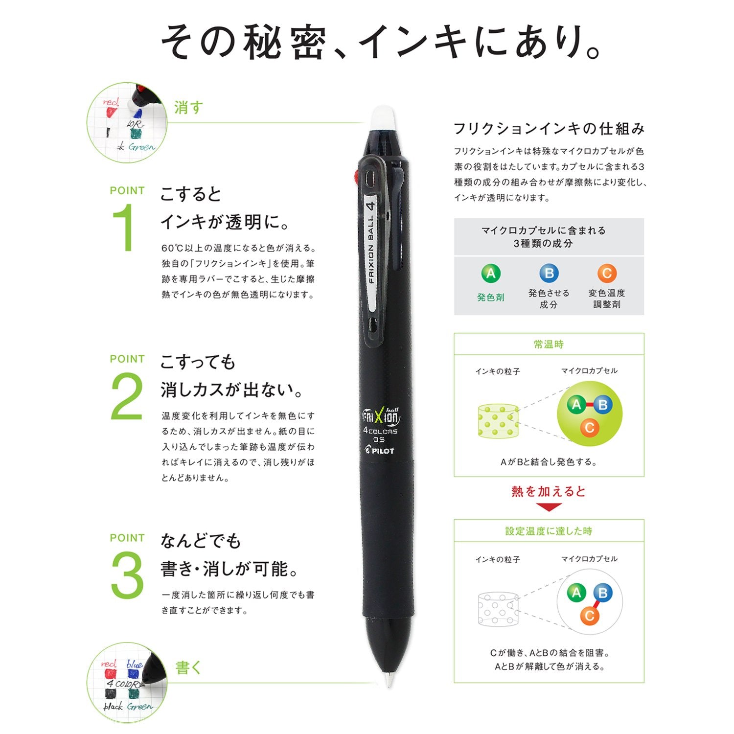 Pilot Frixion Ball 4 0.5 Black Erasable 4 Color Ballpoint Pen Japan Lkfb-80Ef-B- Japan Figure Store - #1 Bring To You The Best Japanese Goods