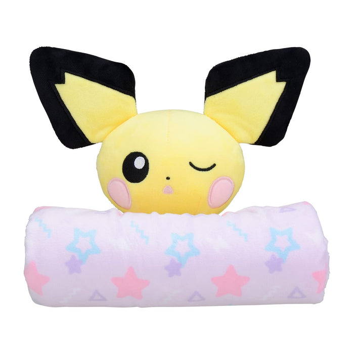 Pokemon Center Original Mini Blanket With Plush Mascot Pichu Everyday Happiness- Japan Figure Store - #1 Bring To You The Best Japanese Goods