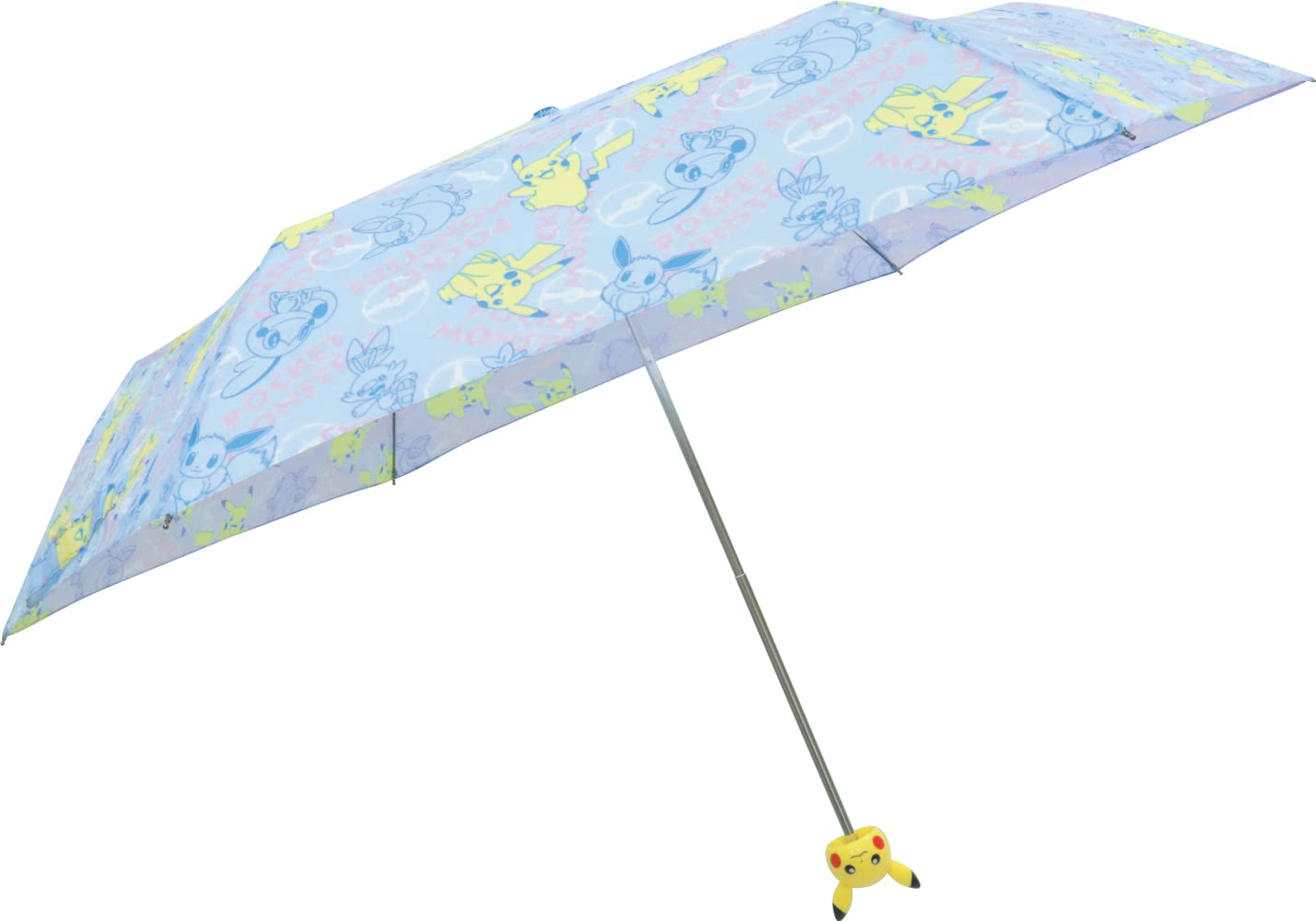 J'S PLANNING - Pokemon Character Icon Handle Folding Umbrella 'Monster Ball' - Light Blue- Japan Figure Store - #1 Bring To You The Best Japanese Goods