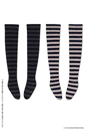 Pureneemo 1/6 Pnxs Border Knee Socks A Set Black X Dark Gray, Black X Beige (For Dolls)- Japan Figure Store - #1 Bring To You The Best Japanese Goods