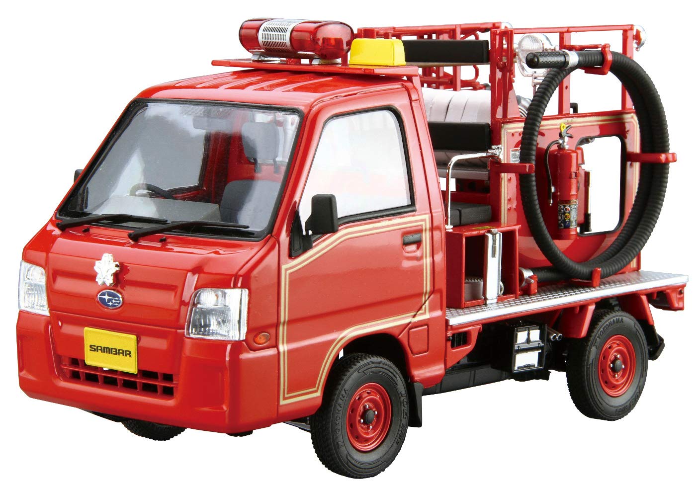 AOSHIMA The Model Car 1/24 Subaru Tt2 Sambar Fire Engine '11 Plastic Model- Japan Figure Store - #1 Bring To You The Best Japanese Goods