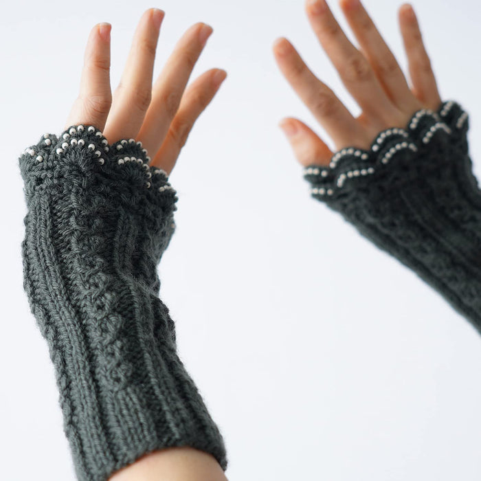 Raw Wool Knitworm Bead Knitting Wrist Warmer Kit #3-5 From Japan- Japan Figure Store - #1 Bring To You The Best Japanese Goods