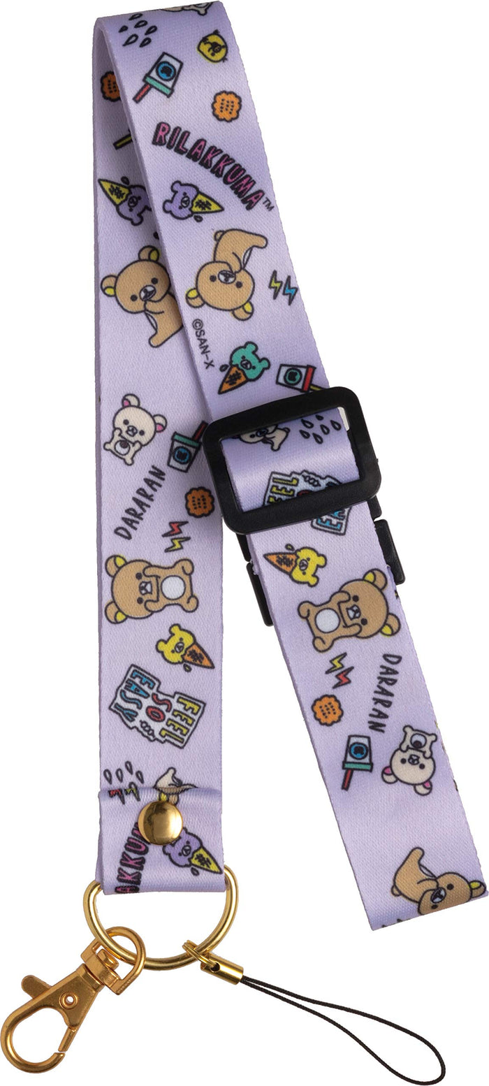 San-X Rilakkuma Purple Neck Strap Ay40301 - Lightweight Accessory- Japan Figure Store - #1 Bring To You The Best Japanese Goods
