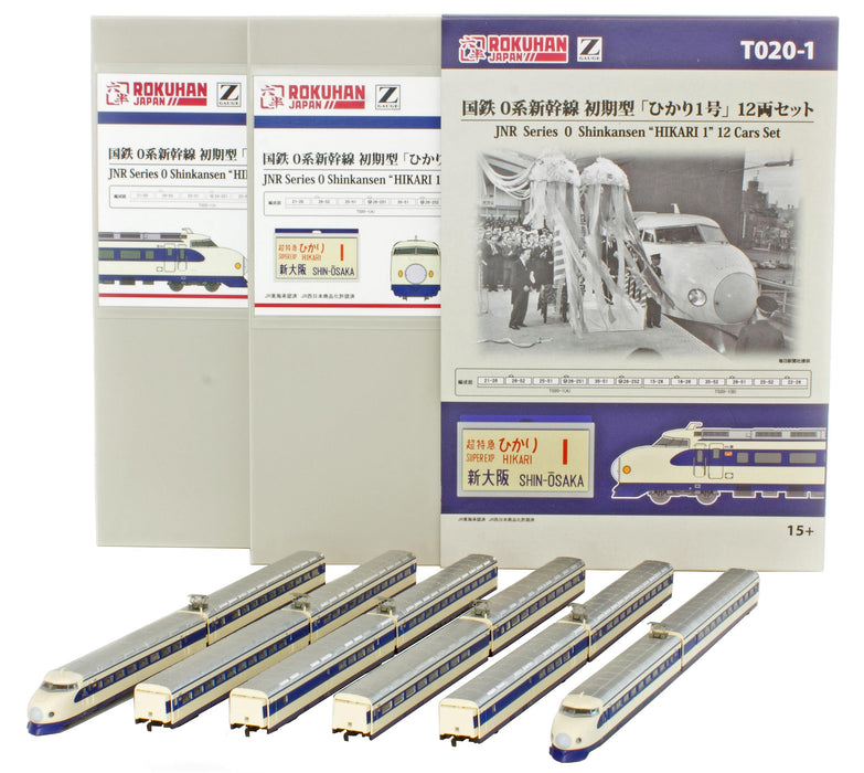 Rokuhan Z Gauge Jnr 0 Series Shinkansen Early Type Hikari No. 1 12 Car Set T020-1 Japan Railway Model Train- Japan Figure Store - #1 Bring To You The Best Japanese Goods