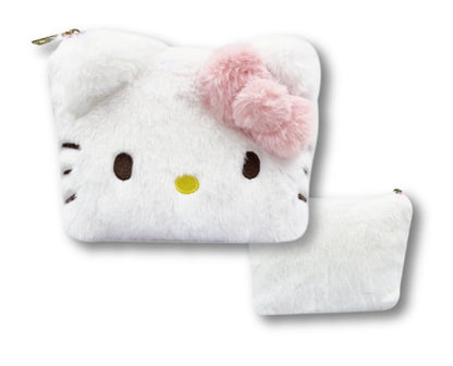 San-X Hello Kitty Fluffy Cosmetic Pouch 34201255- Japan Figure Store - #1 Bring To You The Best Japanese Goods