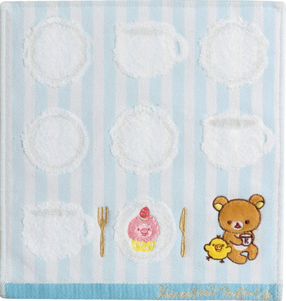 San-X Rilakkuma Blue Mini Towel with Kiiroitori Muffin Cafe Design - Cm16401- Japan Figure Store - #1 Bring To You The Best Japanese Goods