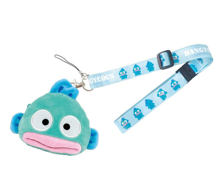 Sun Art Japan Sanrio Characters Hangyodon Plush Pouch Neck Strap Green Hg001 Grn- Japan Figure Store - #1 Bring To You The Best Japanese Goods