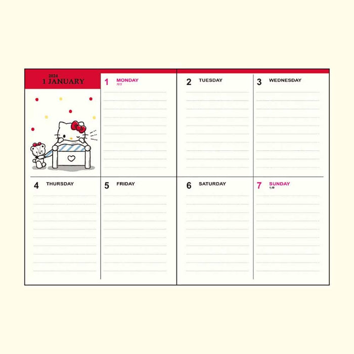 Sanrio Hello Kitty B6 Japan Diary 2024 703818 Block Type- Japan Figure Store - #1 Bring To You The Best Japanese Goods