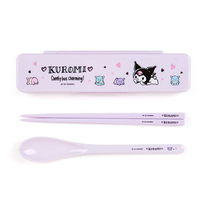 SANRIO Chopsticks And Spoon Set Kuromi- Japan Figure Store - #1 Bring To You The Best Japanese Goods