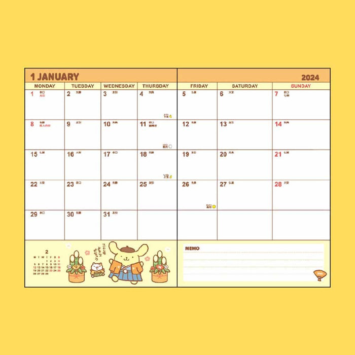 Sanrio Pompompurin B6 Diary Block Type 2024 Japan 704059- Japan Figure Store - #1 Bring To You The Best Japanese Goods