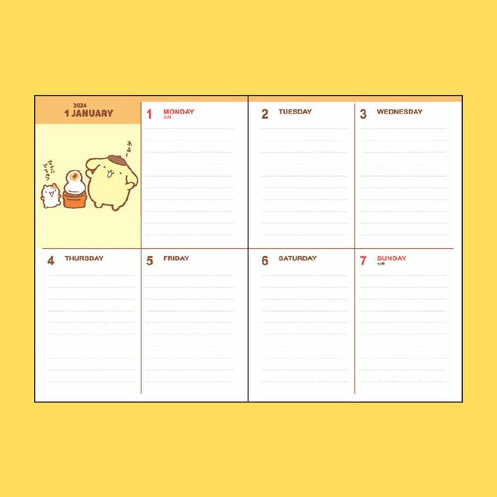 Sanrio Pompompurin B6 Diary Block Type 2024 Japan 704059- Japan Figure Store - #1 Bring To You The Best Japanese Goods