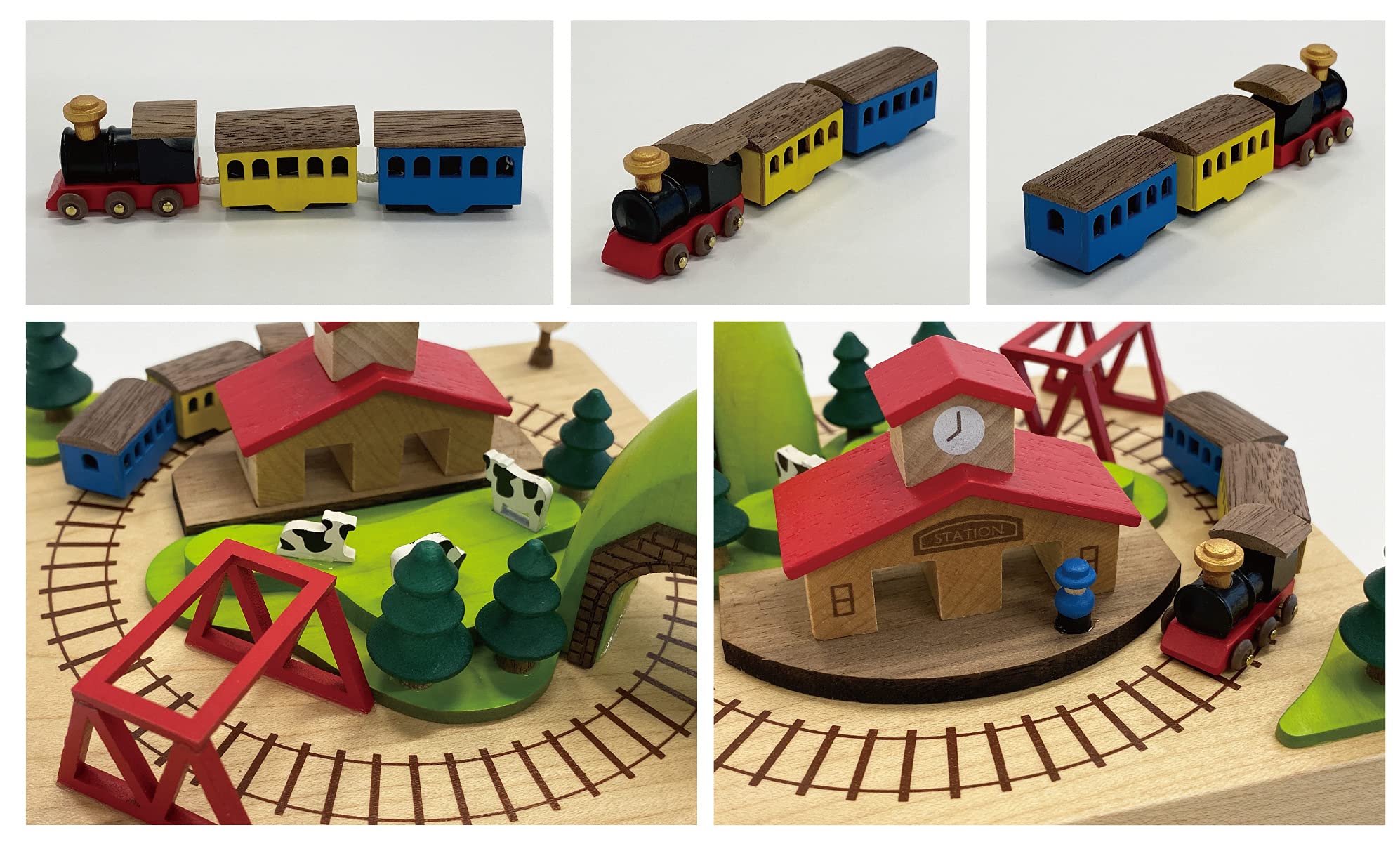 Sanrio Japan Wooden Music Box Station Train H 9108 Beige 577855- Japan Figure Store - #1 Bring To You The Best Japanese Goods