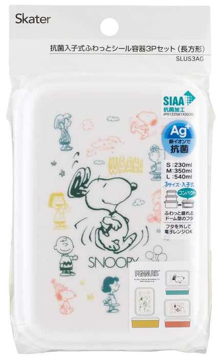 Skater Seal Antibacterial Storage Container 3P Set Peanuts Made In Japan - Awesome Snoopy Design- Japan Figure Store - #1 Bring To You The Best Japanese Goods