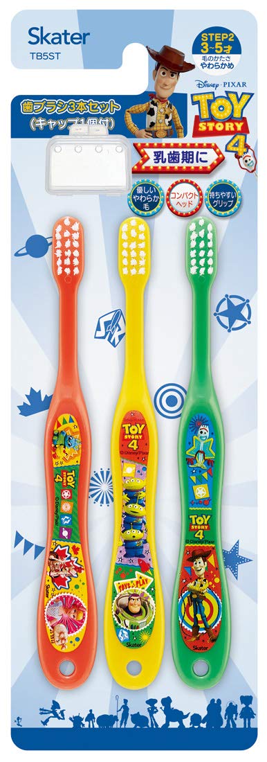 SKATER Soft Toothbrush Set 3 Pcs For Kindergarten Kids Toy Story 4- Japan Figure Store - #1 Bring To You The Best Japanese Goods