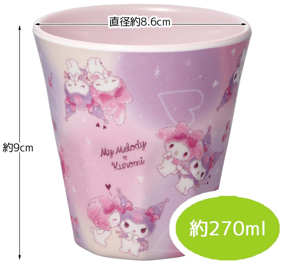 Skater My Melody Kuromi Love Love Sanrio Melamine Cup 270Ml Japan Mtb2-A- Japan Figure Store - #1 Bring To You The Best Japanese Goods