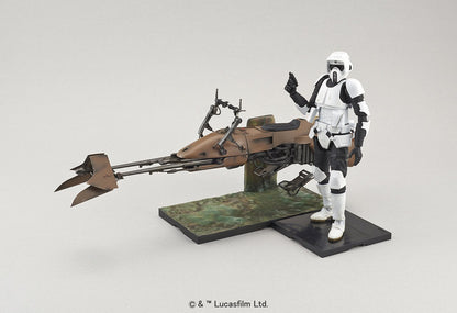 Bandai Spirits Star Wars Scout Trooper & Speeder Bike 1/12 Scale Plastic Model - Made In Japan- Japan Figure Store - #1 Bring To You The Best Japanese Goods
