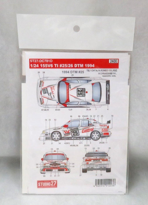 Studio27 St27-Dc781D 155 V6 Ti 25/26 Dtm 1994 Decal For Tamiya 1/24 Decal For Car Model- Japan Figure Store - #1 Bring To You The Best Japanese Goods