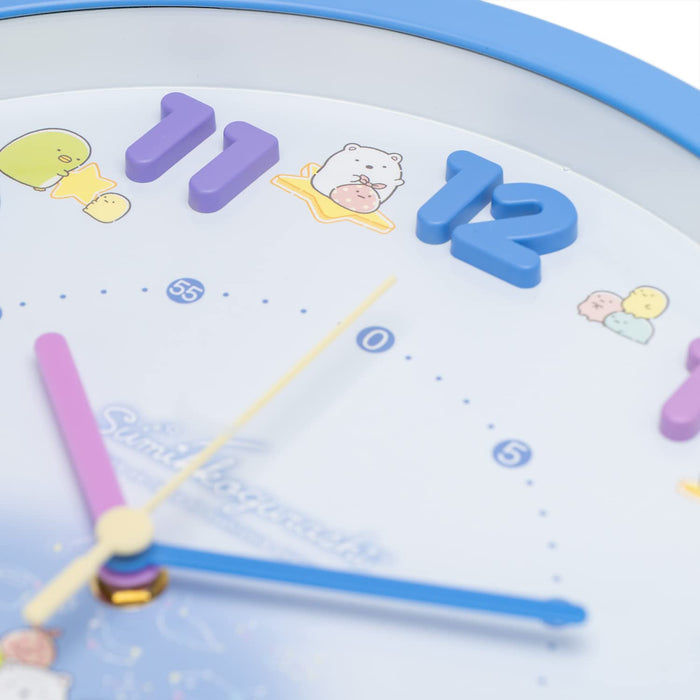 Sumikko Gurashi 2926212 Wall Clock, Blue, Starry Sky Walk, Analog, Quiet, Continuous Second Hand- Japan Figure Store - #1 Bring To You The Best Japanese Goods