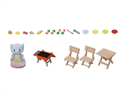 Epoch Sylvanian Families Doll/Furniture Set Elephant Girl Blue Sky BBQ Age 3+- Japan Figure Store - #1 Bring To You The Best Japanese Goods