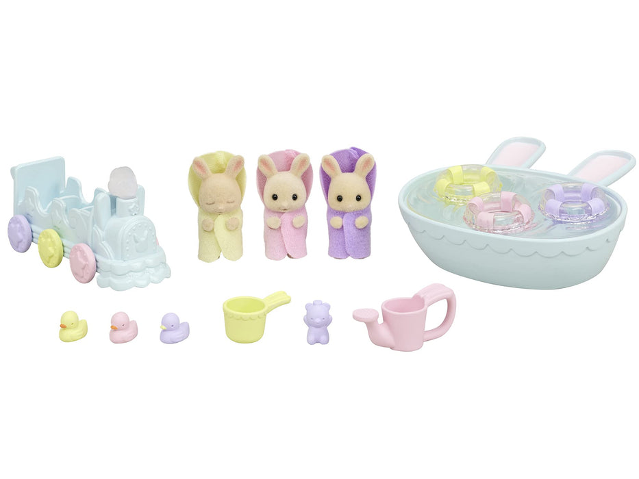 Epoch Sylvanian Families Doll & Furniture Bath Set Milk Rabbit Mitsugo-Chan Age 3 and Up- Japan Figure Store - #1 Bring To You The Best Japanese Goods